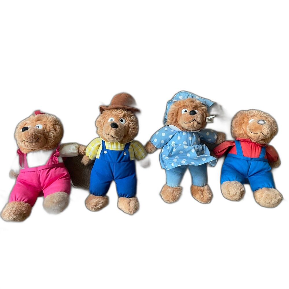 Vintage 1989 Berenstain Bears Family Mama, Papa & Brother, Sister Plush Dolls